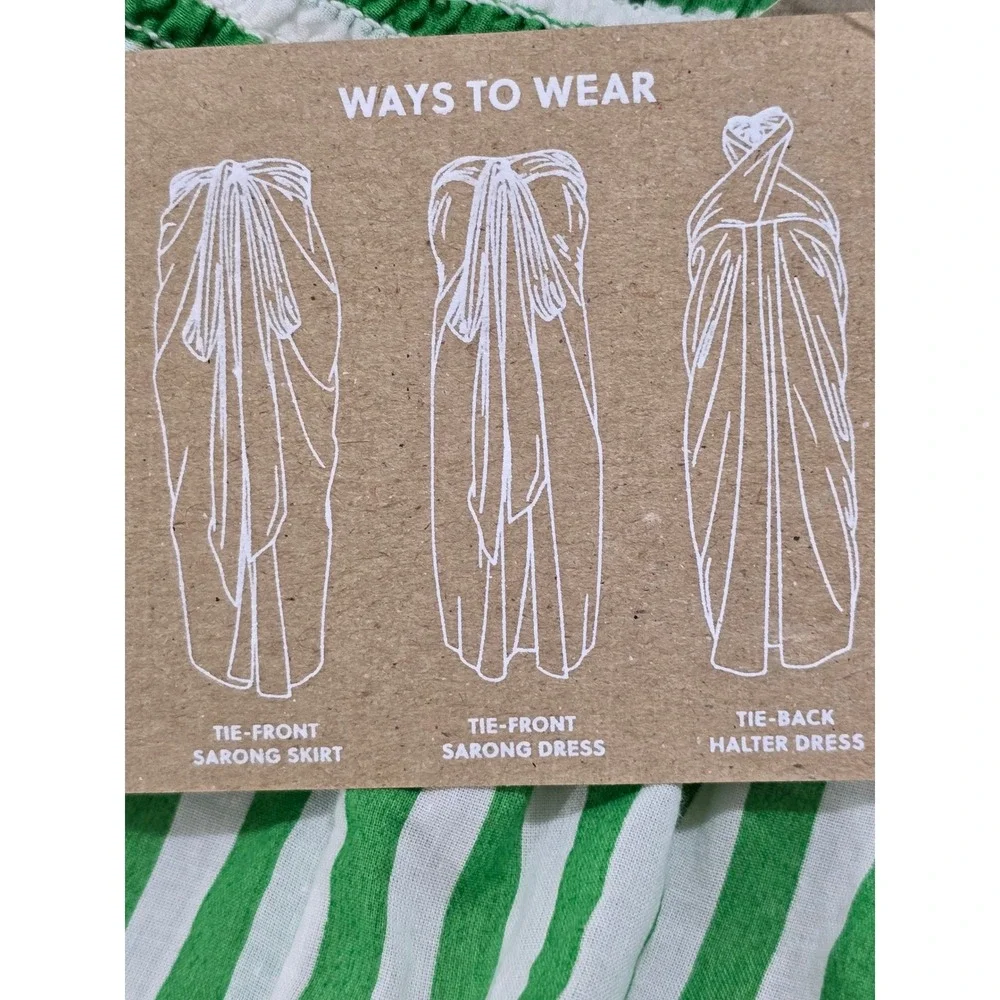 J. Crew Green White Striped Convertible Beach Sarong Halter Dress XS